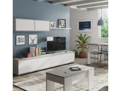 Discount Dmora Mesa de centro Dleal, Mesa de centro com tampo elevável, Mesa baixa de sala, 100x50h45/56 cm, e concreto Branco