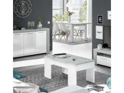 Discount Dmora Mesa de centro Dleal, Mesa de centro com tampo elevável, Mesa baixa de sala, 100x50h45/56 cm, e concreto Branco