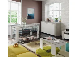 Discount Dmora Mesa de centro Dleal, Mesa de centro com tampo elevável, Mesa baixa de sala, 100x50h45/56 cm, e concreto Branco