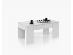 Mesa De Centro*Dmora Mesa de centro Dleal, Mesa de centro com tampo elevável, Mesa baixa de sala, 100x50h45/56 cm, brilhante Branco