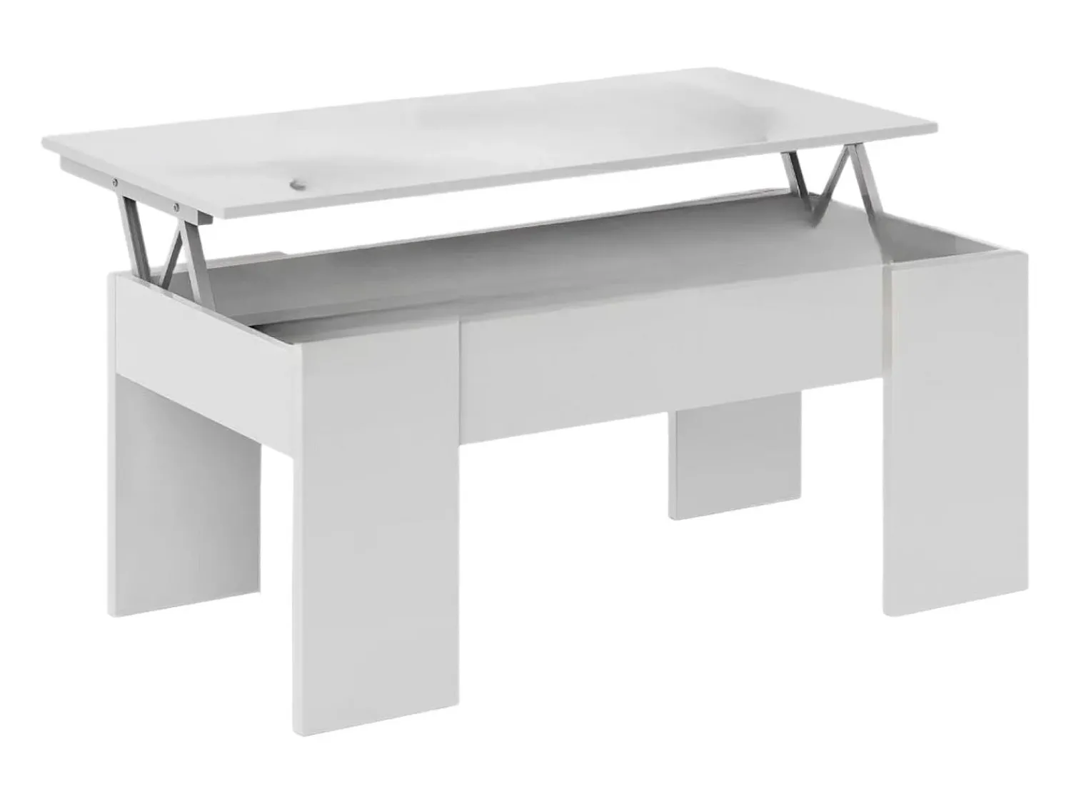 Mesa De Centro*Dmora Mesa de centro Dleal, Mesa de centro com tampo elevável, Mesa baixa de sala, 100x50h45/56 cm, brilhante Branco