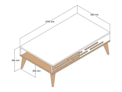 Mesa De Centro|Dmora Mesa de centro Dpiacent, Mesa de café, Porta-revistas para sofá, Prateleira para sala, 105x35h60 cm, Nogueira e Antracite Castanho