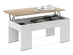 Clearance Saldosystocks Mesa de Centro Elevatoria Elise, e Carvalho 90x50cm Branco