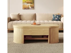 Mesa De Centro*Merax Mesa de centro elevatória - 110 x 55,5 x 40 cm - com prateleira extensível + tampo elevatório - MDF - natural Natural claro