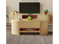 Mesa De Centro*Merax Mesa de centro elevatória - 110 x 55,5 x 40 cm - com prateleira extensível + tampo elevatório - MDF - natural Natural claro