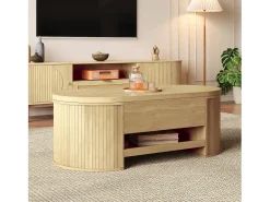 Mesa De Centro*Merax Mesa de centro elevatória - 110 x 55,5 x 40 cm - com prateleira extensível + tampo elevatório - MDF - natural Natural claro