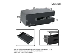 Merax Mesa de centro elevatória - 95 x 50 x 34,5 cm - com 1 gaveta + 1 porta + LEDs - aglomerado -^ Mesa De Centro