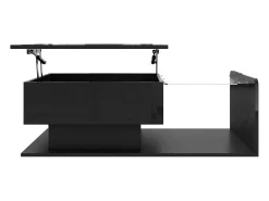 Mesa De Centro|Hauss Spole Mesa de centro elevatória preta com LED, tampo em vidro e arrumação 100x50x33/47,5cm Preto