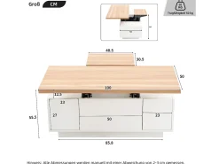 Sale Merax Mesa de centro elevatória moderna - 100 x 50 x 40 cm - com 2 portas + armazenamento oculto - aglomerado - Branco
