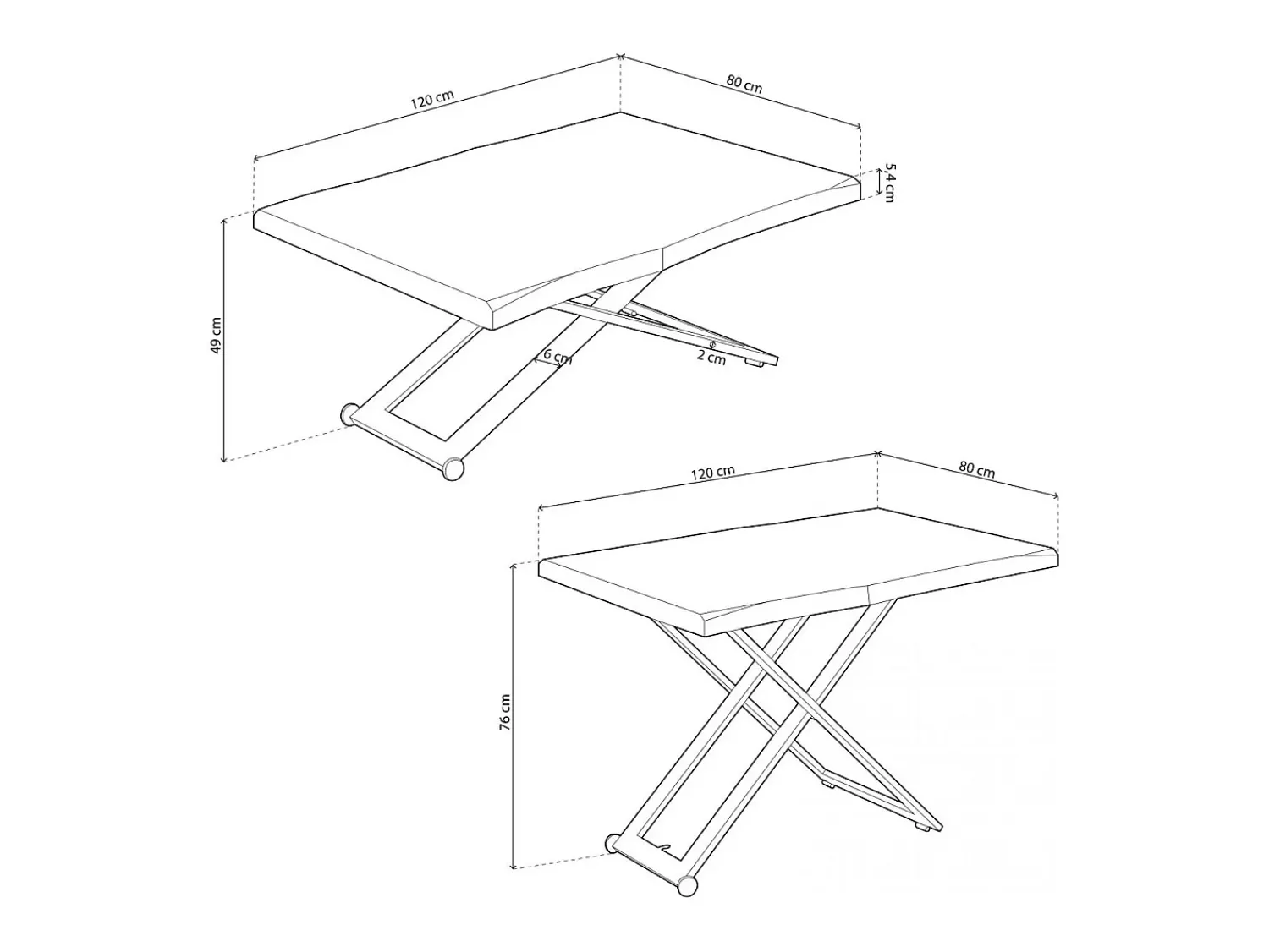 Mesa De Centro*duehome Mesa de centro elevatória Lada Fit Multicor