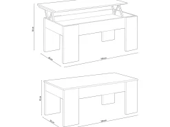 Mesa De Centro*Saldosystocks Mesa de centro elevatória Elise branca e cinza, sua combinação de funcionalidade e design ideal para sua casa Branco
