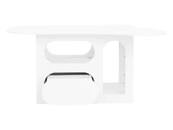 Mesa De Centro| Mesa de centro em formato de nuvem com gavetas curvas e compartimentos de armazenamento abertos, branca. Branco