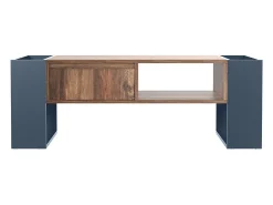 Mesa De Centro| Mesa de centro em madeira com acabamento em antracite, gaveta sem puxador e espaço de armazenamento em ambos os lados. Preto