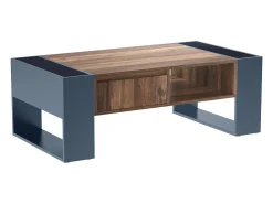 Mesa De Centro| Mesa de centro em madeira com acabamento em antracite, gaveta sem puxador e espaço de armazenamento em ambos os lados. Preto
