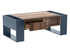 Mesa De Centro| Mesa de centro em madeira com acabamento em antracite, gaveta sem puxador e espaço de armazenamento em ambos os lados. Preto