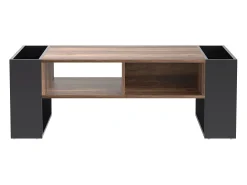 Mesa de centro em madeira granulada, 106,4x40x60cm, com 1 gaveta e compartimentos de arrumação, + Cinza^ Mesa De Centro