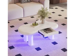 Mesa de centro em MDF com efeito de nuvem, 16 luzes LED coloridas e gavetas - com espaço de armazenamento.^ Mesa De Centro