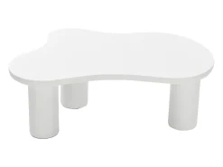 Mesa De Centro*ModernLuxe Mesa de centro em MDF e PVC - tampo irregular em forma de nuvem - Branca Branco
