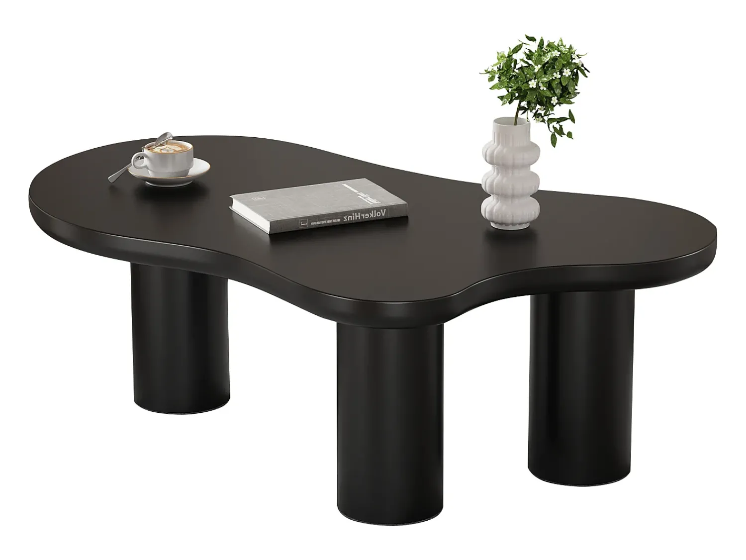 Mesa De Centro|ModernLuxe Mesa de centro em MDF e PVC - tampo irregular em forma de nuvem - Preto