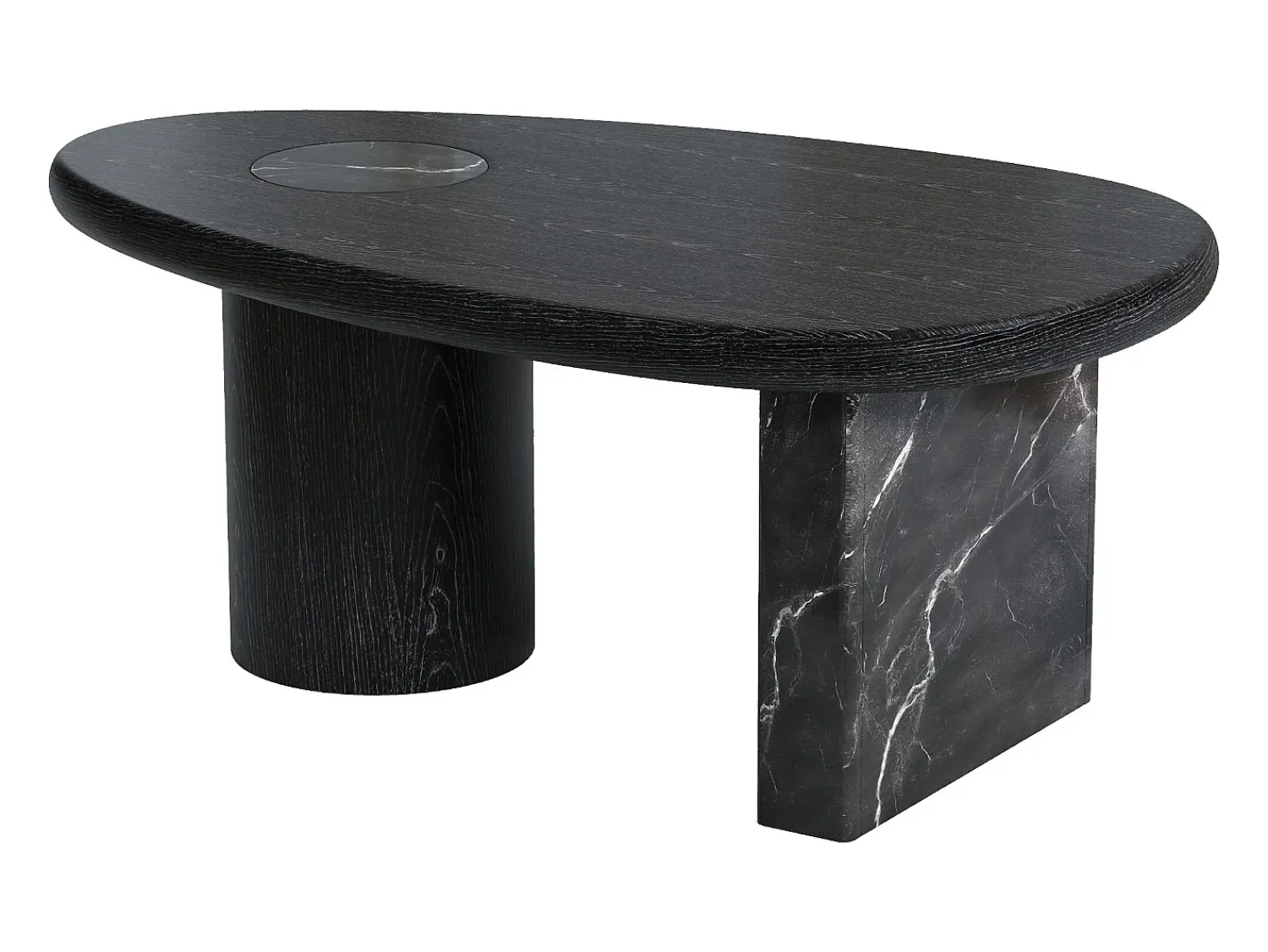 Mesa De Centro|Vente-unique Mesa de centro em mármore e folheado de carvalho - - MARSULA Preto