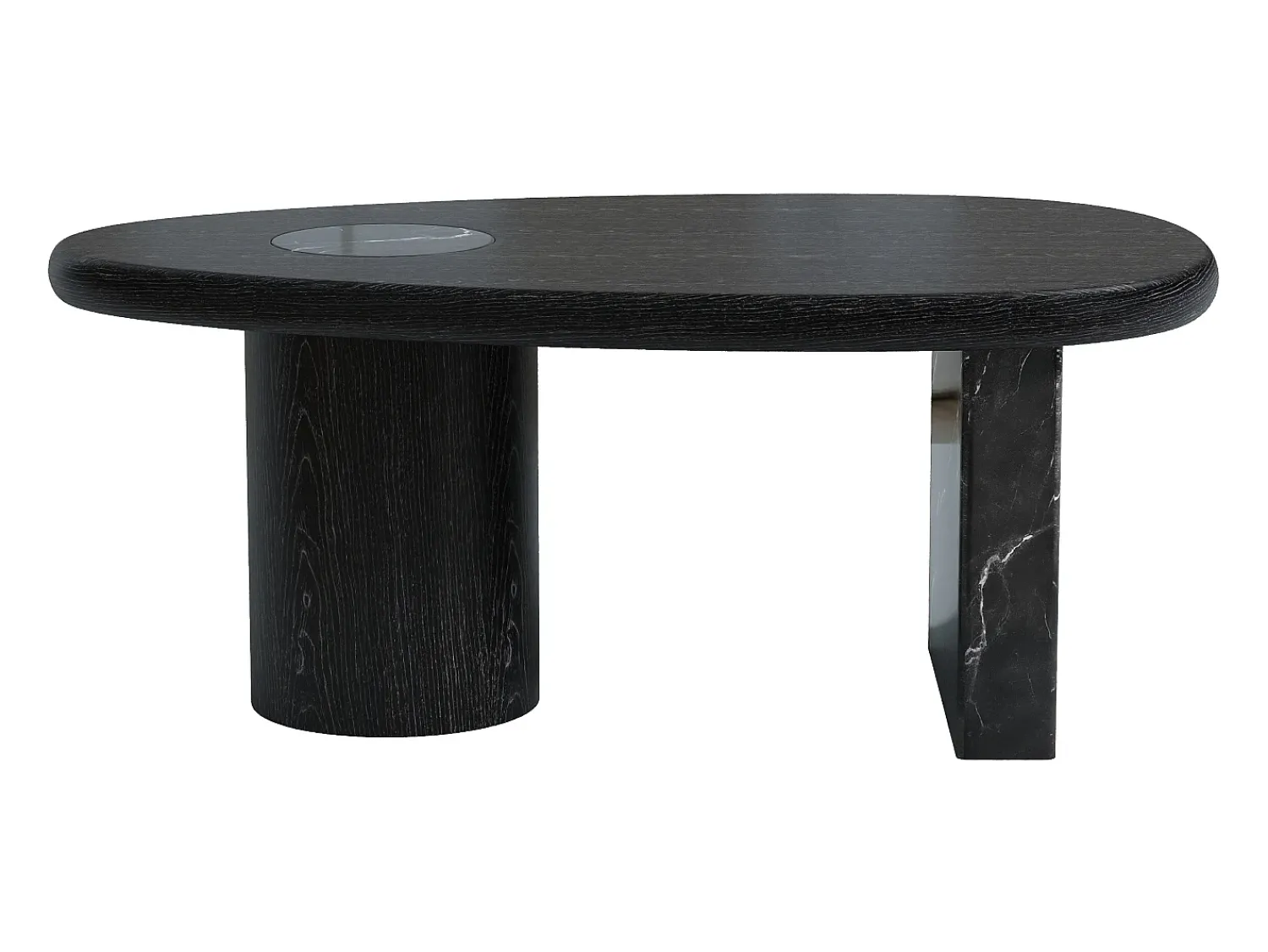 Mesa De Centro|Vente-unique Mesa de centro em mármore e folheado de carvalho - - MARSULA Preto