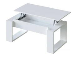 Mesa De Centro*Dmora Mesa de centro em pedra, Mesa de centro com tampo elevável, Mesa baixa da sala, 105x55h45/56 cm, Branco