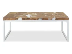 Mesa De Centro|vidaxl Mesa de centro em resina de teca 110x60x40 cm Branco
