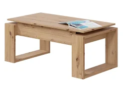 New Dmora Mesa de centro em sílex, Mesa de centro com tampo elevável, Mesa baixa da sala, 105x55h45/56 cm, Carvalho atado Castanho
