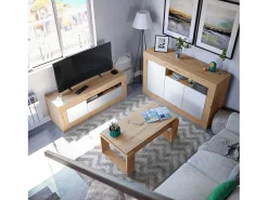 New Dmora Mesa de centro em sílex, Mesa de centro com tampo elevável, Mesa baixa da sala, 105x55h45/56 cm, Carvalho atado Castanho