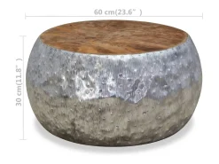 Mesa De Centro|vidaxl Mesa de centro em teca e alumínio 60x60x30 cm Prateado