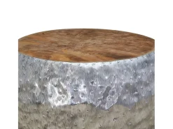 Mesa De Centro|vidaxl Mesa de centro em teca e alumínio 60x60x30 cm Prateado