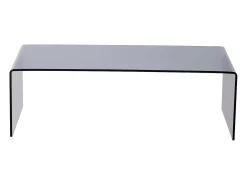 Clearance Vente-unique Mesa de centro em vidro temperado curvo e fumado preto - ALONZO Transparente / Preto
