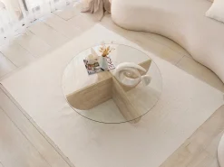 Mesa De Centro|Vente-unique Mesa de centro em vidro temperado - Efeito travertino e Transparente - AYSUN Transparente / Bege