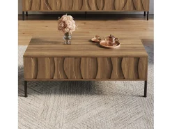 Mesa De Centro*ModernLuxe Mesa de centro estilo vintage 105x55x41 cm - com 2 gavetas - Estrutura de madeira - MDF - Natural Natural claro