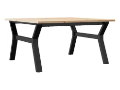 Mesa De Centro| Mesa de centro estrutura em Y 80x80x45 cm pinho e ferro fundido PT389397 Castanho