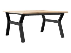 Mesa De Centro* Mesa de centro estrutura em Y 90x90x45 cm pinho e ferro fundido PT319951 Castanho