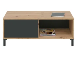 Dmora Mesa de centro Evansville, Mesa de centro, Mesa baixa da sala, 100x50h40 cm, Carvalho atado e Antracite^ Mesa De Centro