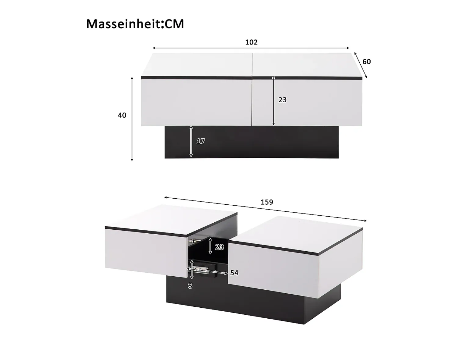 Online Merax Mesa de centro extensível - Madeira MDF - Estilo moderno - para sala, escritório - Branco
