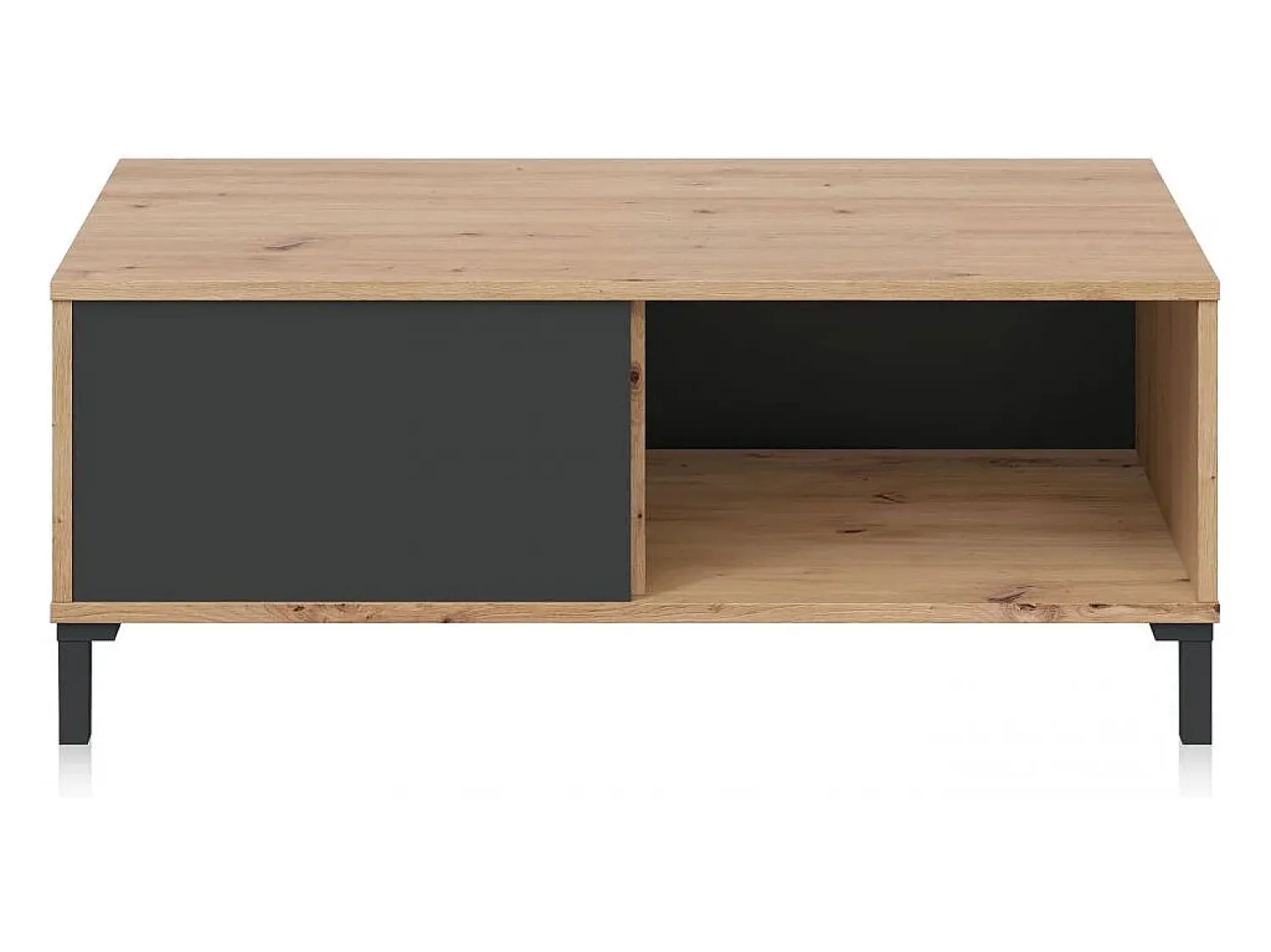 Mesa De Centro|Calicosy Mesa de centro fixa Brooklyn em carvalho Nodi e cinza antracite estilo industrial Preto / Natural claro