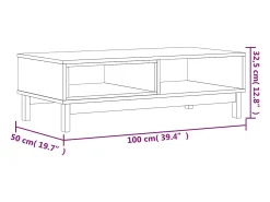 Best vidaxl Mesa de centro FLAM 100x50x32,5 cm madeira de pinho maciça Natural claro