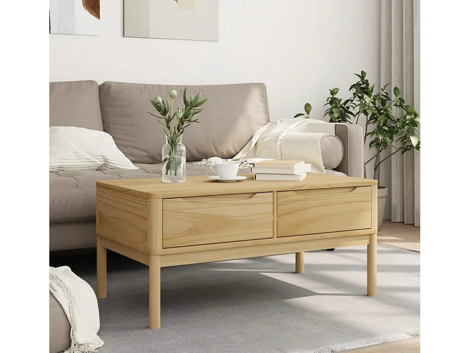 Mesa de centro FLORO 99x55,5x45 cm pinho maciço mel PT702064^ Mesa De Centro
