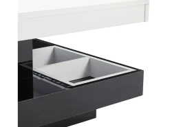 Mesa De Centro|Hauss Spole Mesa de centro giratória com espaço de arrumação, tampo lacado brilhante - e preto Branco