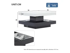 Mesa De Centro|Hauss Spole Mesa de centro giratória com espaço de arrumação, tampo lacado brilhante - e preto Branco