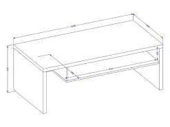 Mesa De Centro|Meublorama Mesa de Centro HAVANA – Carvalho e Preto – Tampo Preto Fosco – Com Nicho – Estilo Natural e Moderno Castanho