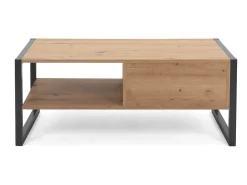 Mesa De Centro*Concept-Usine Mesa de centro industrial Kotor com gaveta e prateleira em carvalho artesanal Castanho