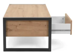 Mesa De Centro*Concept-Usine Mesa de centro industrial Kotor com gaveta e prateleira em carvalho artesanal Castanho