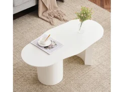 Mesa De Centro*Merax Mesa de centro irregular - 100 x 50 x 40,5 cm - estável e durável - superfície laqueada - MDF - Branco