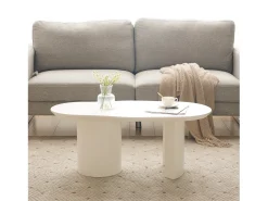 Mesa De Centro*Merax Mesa de centro irregular - 100 x 50 x 40,5 cm - estável e durável - superfície laqueada - MDF - Branco