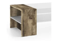 Mesa De Centro*Dmora Mesa de centro Jonni, Mesa de centro baixa, Porta-revistas, 100% Fabricado na Itália, 110x60h40 cm, brilhante e Bordo Branco