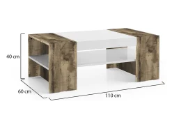Mesa De Centro*Dmora Mesa de centro Jonni, Mesa de centro baixa, Porta-revistas, 100% Fabricado na Itália, 110x60h40 cm, brilhante e Bordo Branco